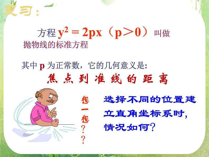 天津市青光中学2011-2012学年高二数学 2.4.2《抛物线的简单几何性质》课件（新人教A版选修2-1）第4页