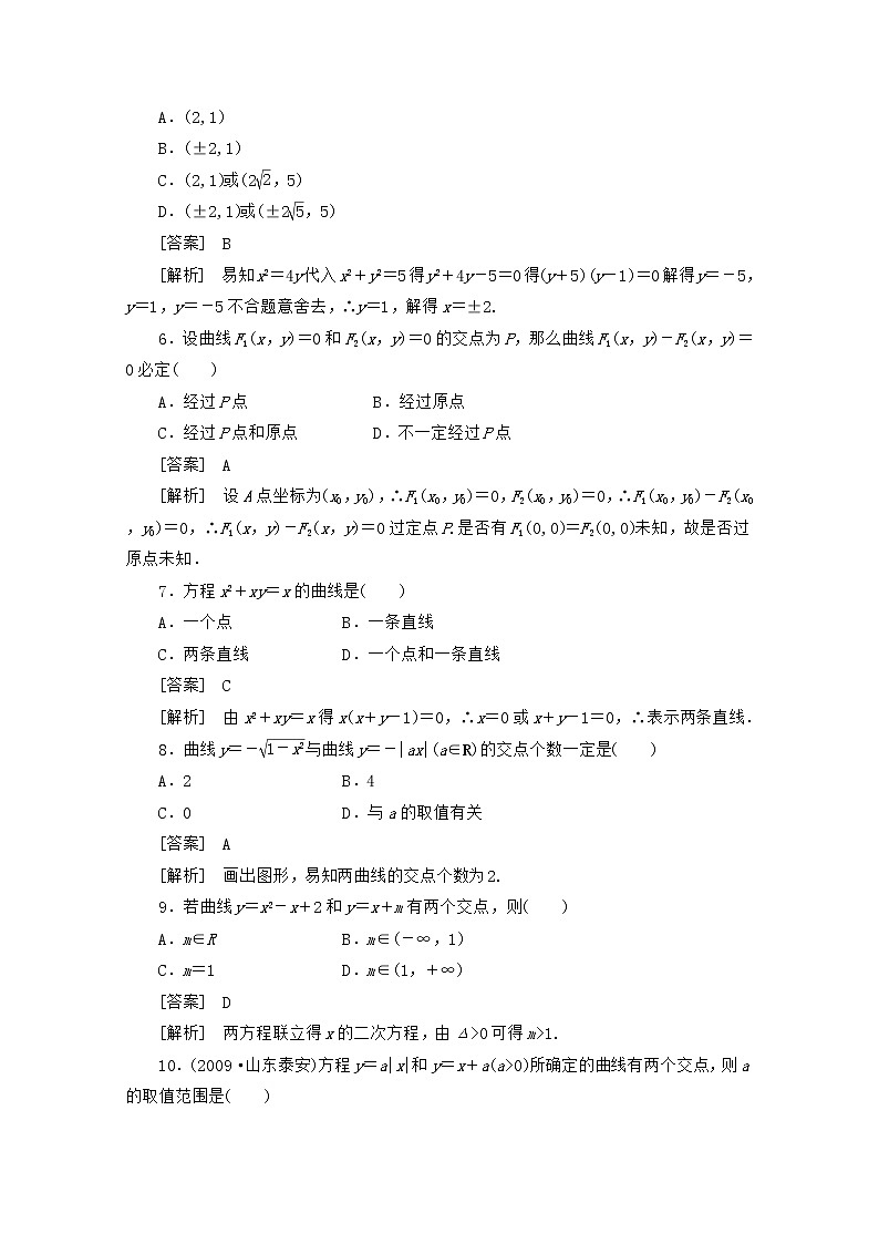 2013高中数学 2-1-1《曲线与方程的概念》同步练习 新人教B版选修2-102