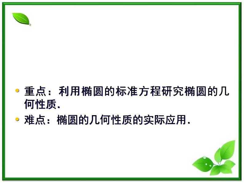 高一数学《第二章 圆锥曲线与方程》课件（人教B版2-1）2-2-2椭圆的几何性质  57张06