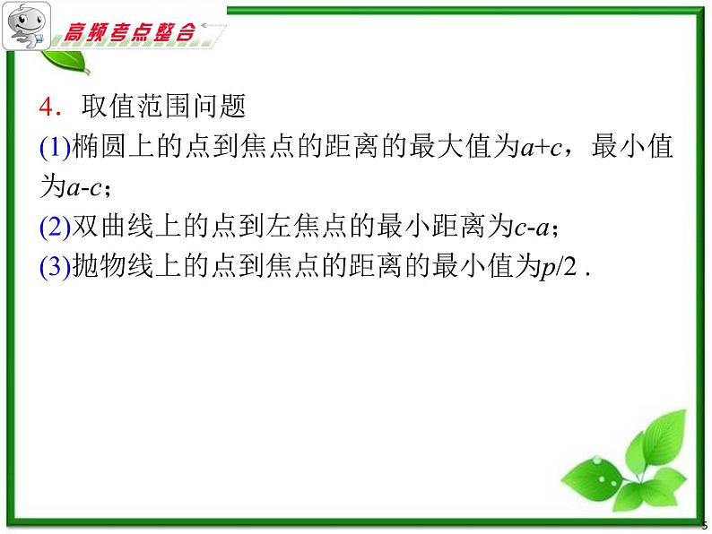 浙江省2012届高考数学理二轮专题复习课件：第18课时《直线与圆锥曲线》新人教B版（三）第5页