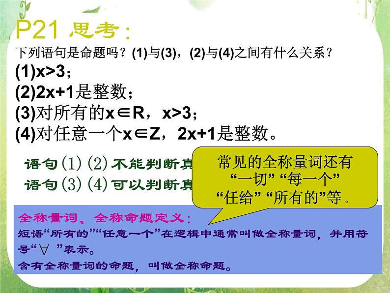 数学：1.4《全称量词与存在量词》课件二（新人教A版选修2-1）第2页