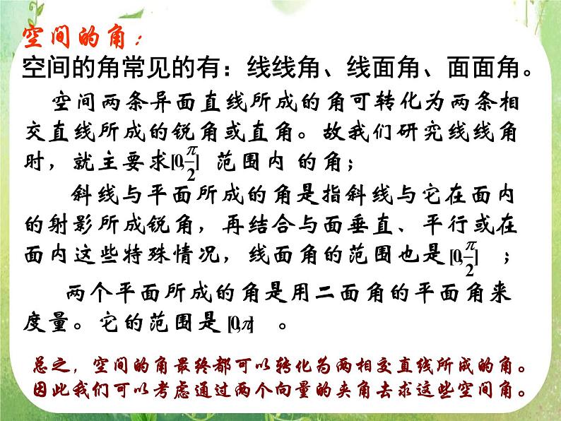 《立体几何中的向量方法--空间角的计算》课件5（59张PPT）（新人教A版选修2-1）03
