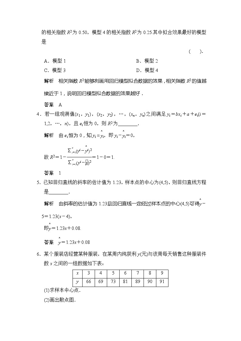 高二新课程数学1.1《回归分析的基本思想及其初步应用》评估训练（新人教A版）选修1-202