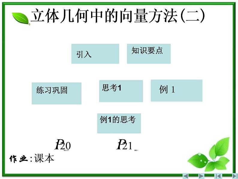 数学：3.2《空间向量在立体几何中的应用》课件（7）（新人教B版选修2-1）01