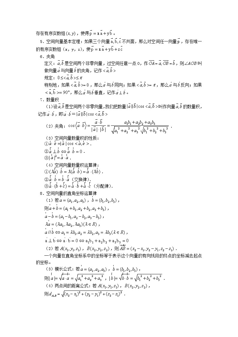 数学：第三章《空间向量与立体几何》教案（新人教B版选修2-1）02
