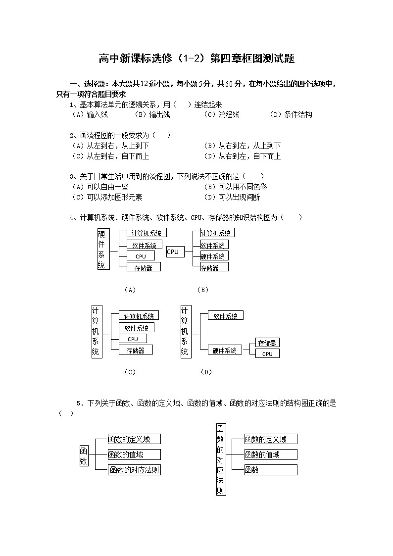 数学：第四章《框图》 同步练习三（新人教A版选修1-2）01