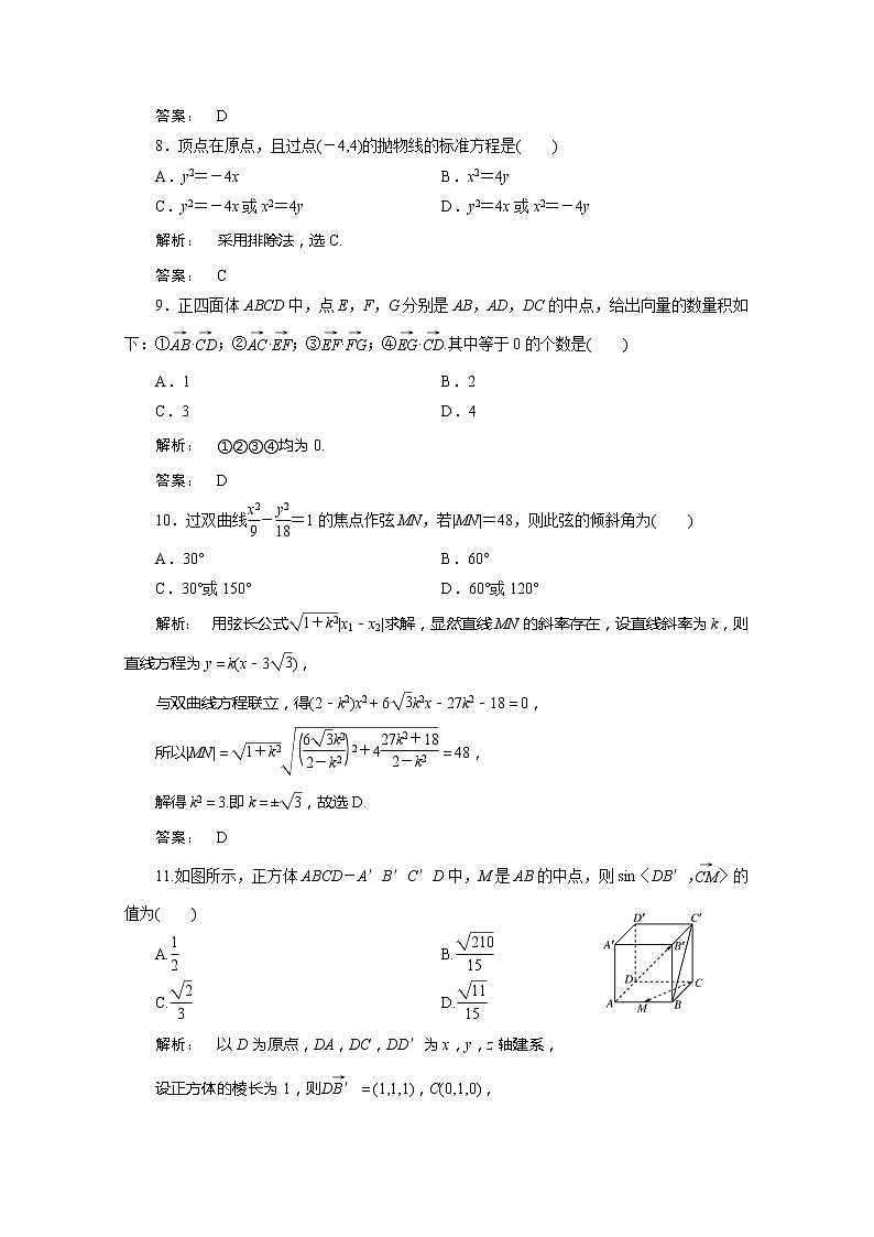 2012新课标同步导学数学（人教A）选修2-1：模块质量检测A 课后练习第3页
