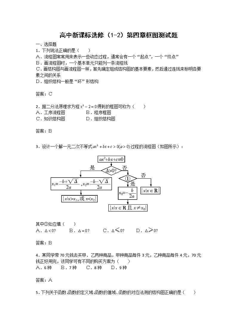 《框图》同步练习6 新人教B版选修1—201