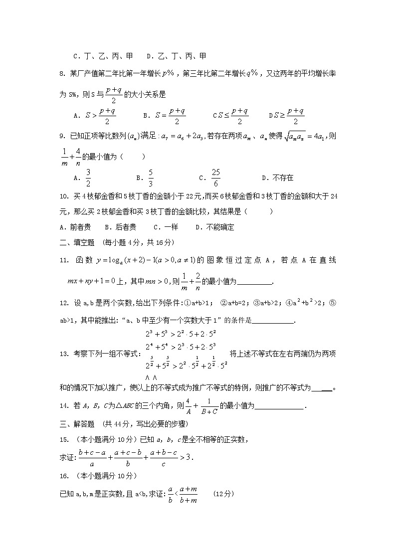 内蒙古自治区2012届高三数学单元测试13《基本不等式》理 新人教A版第2页