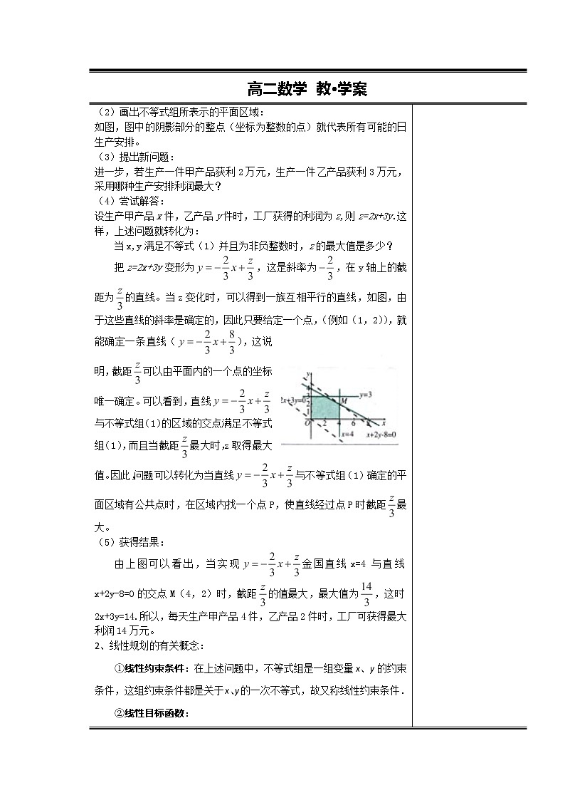 高二新课程数学《3.3.2简单的线性规划》教案1（新人教A版）必修五第2页