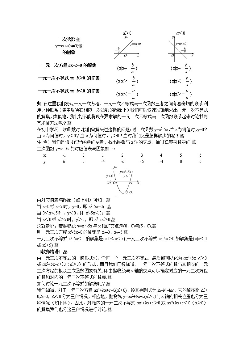 高中数学人教A版教案必修5：2.示范教案（3.2.1　一元二次不等式的概念和一元二次不等式解法）03