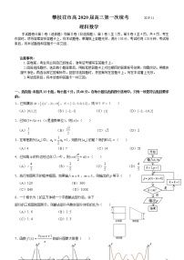 四川省攀枝花市2020届高三第一次统一考试理数试题（含答案）