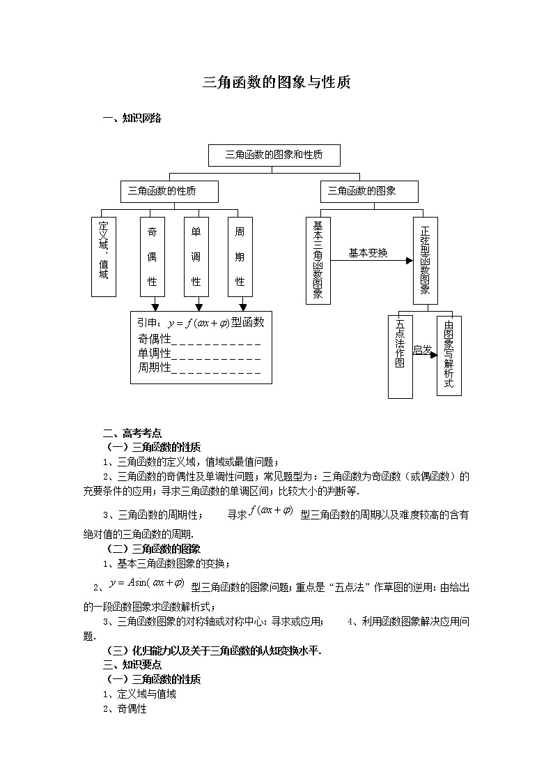 高中数学人教必修4：1．4　三角函数的图象与性质　教案4第1页