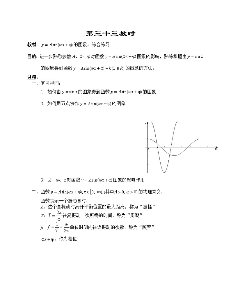 高一数学第四章教案---正弦函数的图象，综合练习01