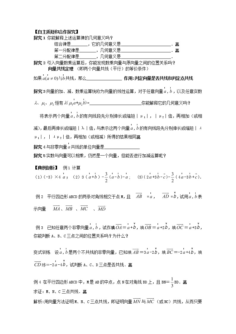 湖南省隆回县万和实验学校高一数学必修四《平面向量的线性运算》3学案02