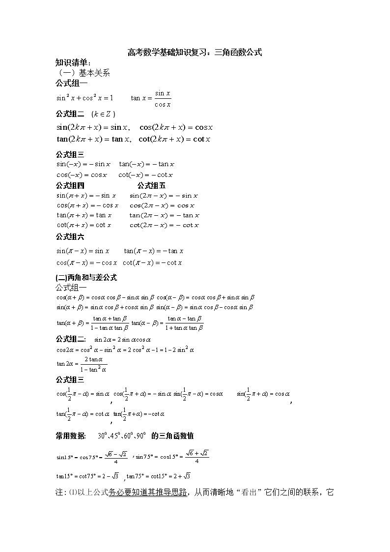 《三角函数的诱导公式》文字素材3（新人教A版必修4）01