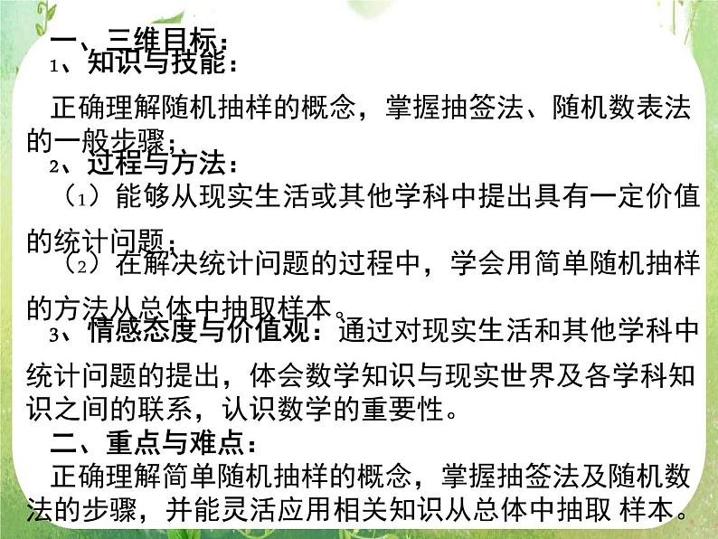 高中数学 简单随机抽样课件 新人教A版必修3第2页