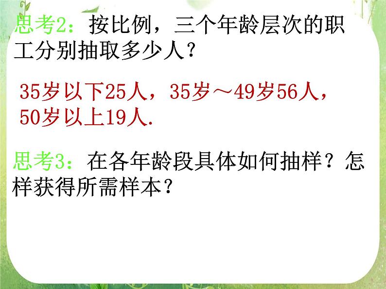 河南省平顶山市第三高级中学高一数学 2.1.3《分层抽样》课件（新人教A版必修3）06