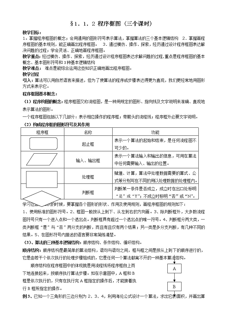 《程序框图》教案2第1页
