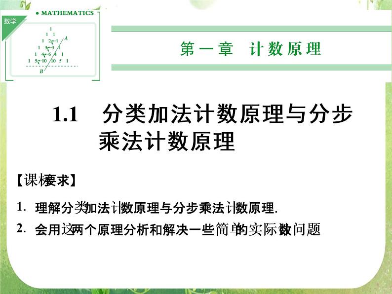 高二数学新课程《1.1.1分类加法计数原理与分步乘法计数原理》课件（新人教A版）选修2-301
