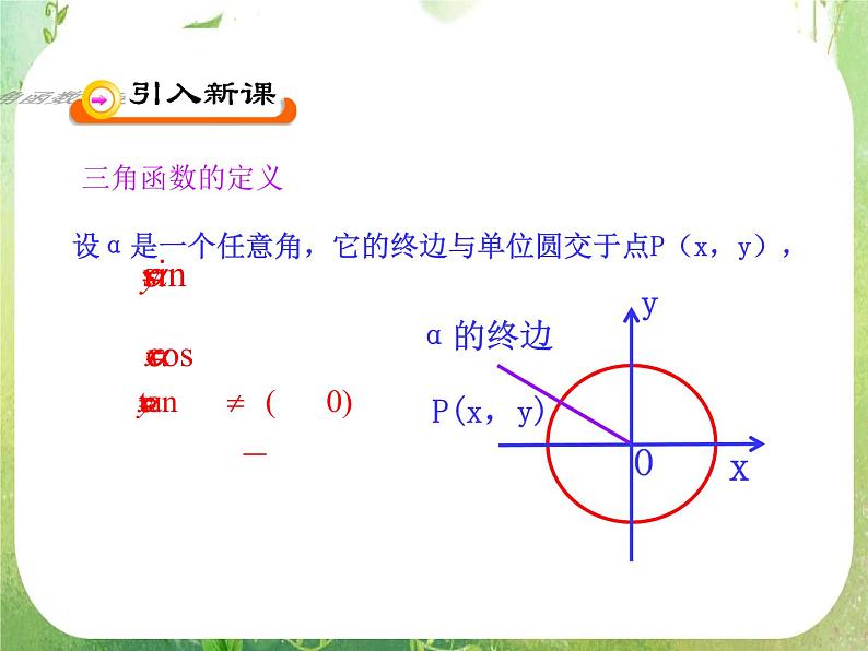 山东省冠县武训高中数学《1.2.1任意角的三角函数（二）》课件 新人教A版必修403