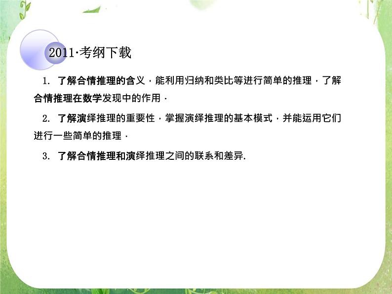 2012一轮复习全套复习课件--《算法初步、推理证明与复数》第3课时 合情推理与演绎推理303