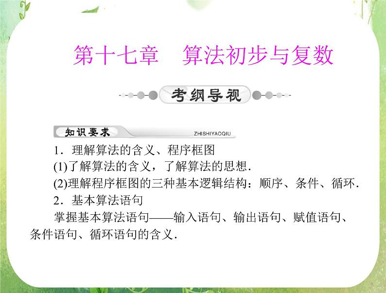 2012年高考理科数学复习向导课件 第十七章 第1讲 算法与程序框图 [配套课件]01