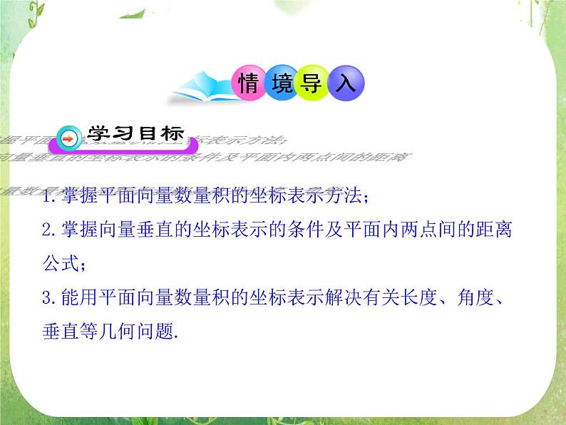 山东省冠县武训高中数学《2.4.2 平面向量数量积的坐标表示、模、夹角》课件 新人教A版必修402