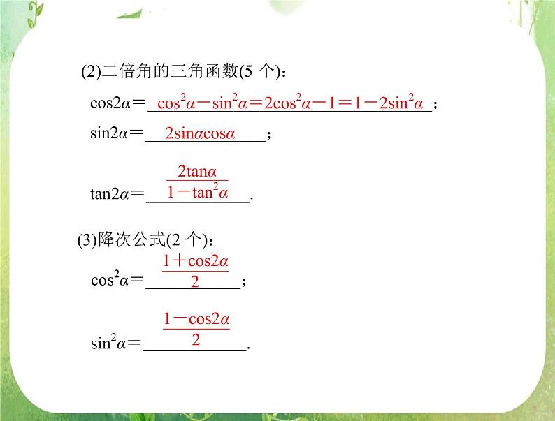 2012年高考理科数学复习向导课件  第六章第 5 讲 两角和与差及二倍角的三角函数公式第2页