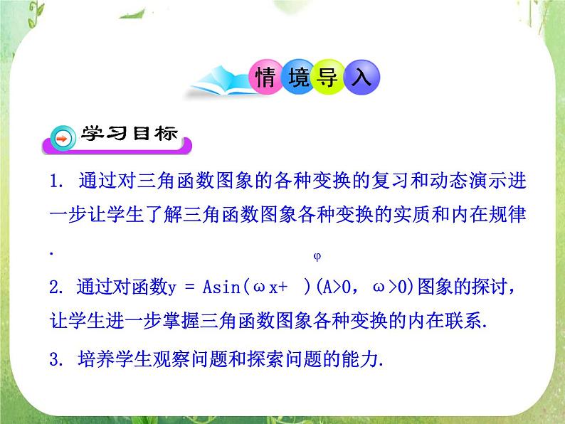 山东省冠县武训高中数学《1.5函数y=Asin（wx＋￠）的图象（一）》课件 新人教A版必修4第2页