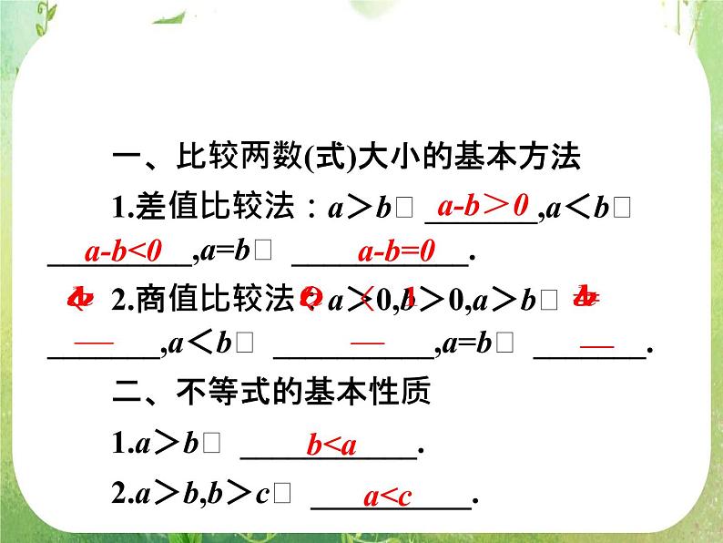 2012高考一轮复习梯度教学数学理全国版课件：6.1比较代数式的大小第4页