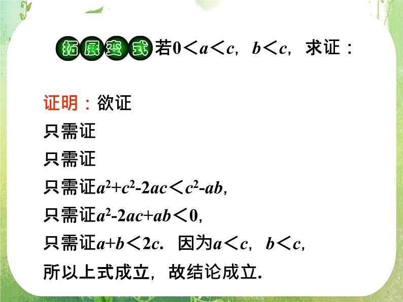 2012高考一轮复习梯度教学数学理全国版课件：6.3不等式的证明第5页
