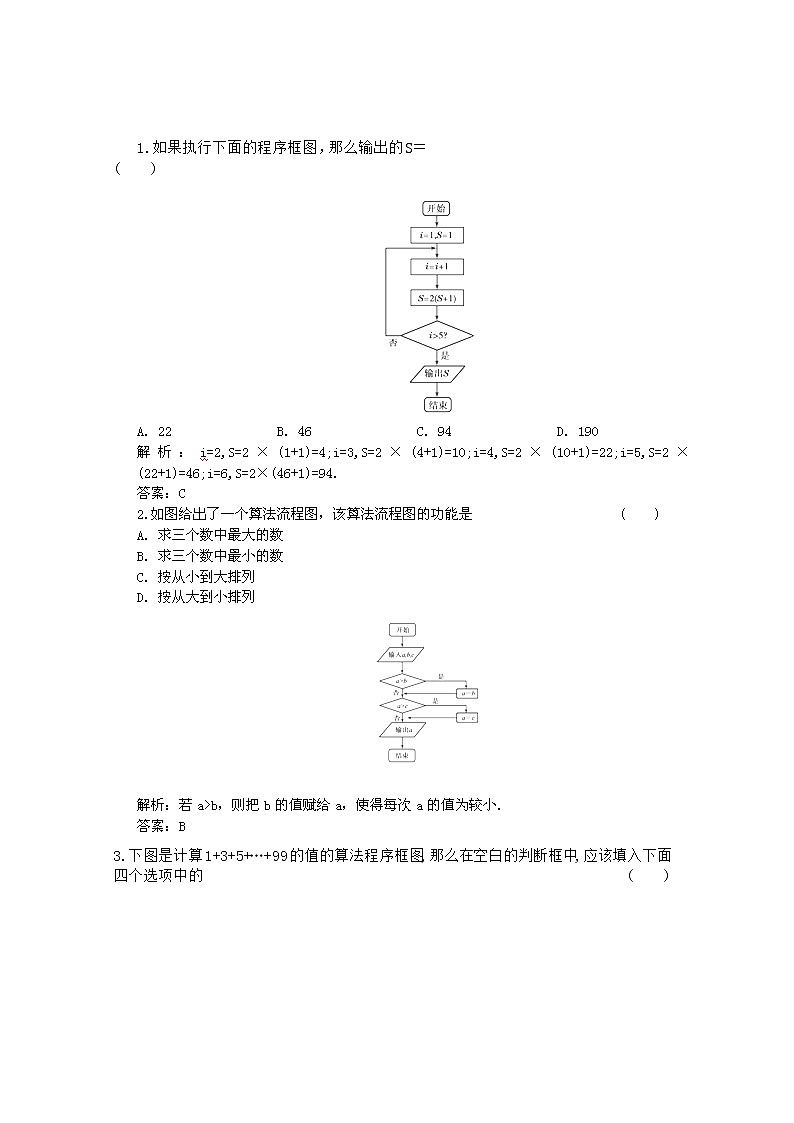 【把握高考】2013高三数学最新专题综合演练 第一章 1.3《算法与程序框图》人教版必修3 点题精析01