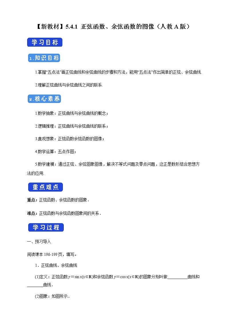 《5.4 三角函数的图象与性质》教学导学案（统编人教A版）第1页