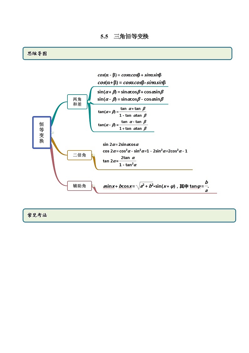 5.5 三角恒等变换（精讲）（原卷版）第1页