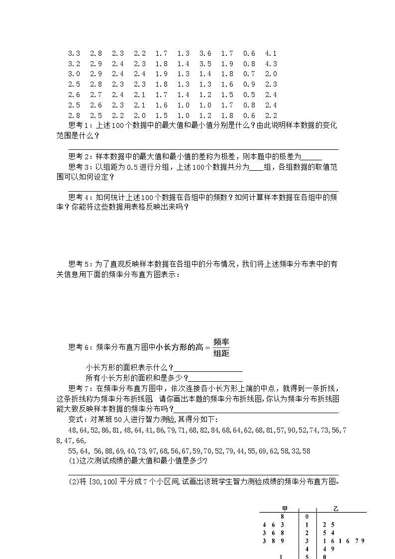 广东省佛山市顺德区罗定邦中学高中数学必修三《2.2用样本的频率分布估计总体分布》学案02