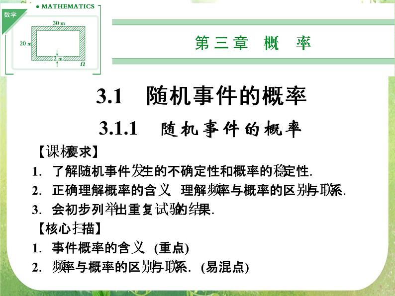 山东省高中数学（新课标人教A版）必修三《3.1.1 随机事件的概率》课件01