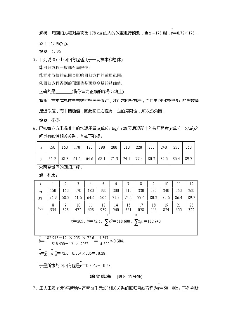 山东省高中数学（新课标人教A版）必修三《2.3.1-2.3.2两个变量的相关性》训练评估第2页
