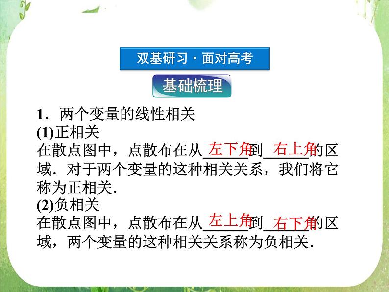 2012高考数学一轮复习：2.3《变量间的相关关系》课件（新人教A版必修3）02
