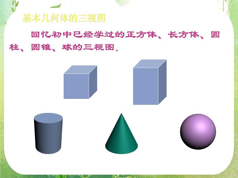 高一数学必修2人教版精品课件：1.2.1《空间几何体的三视图》课件106
