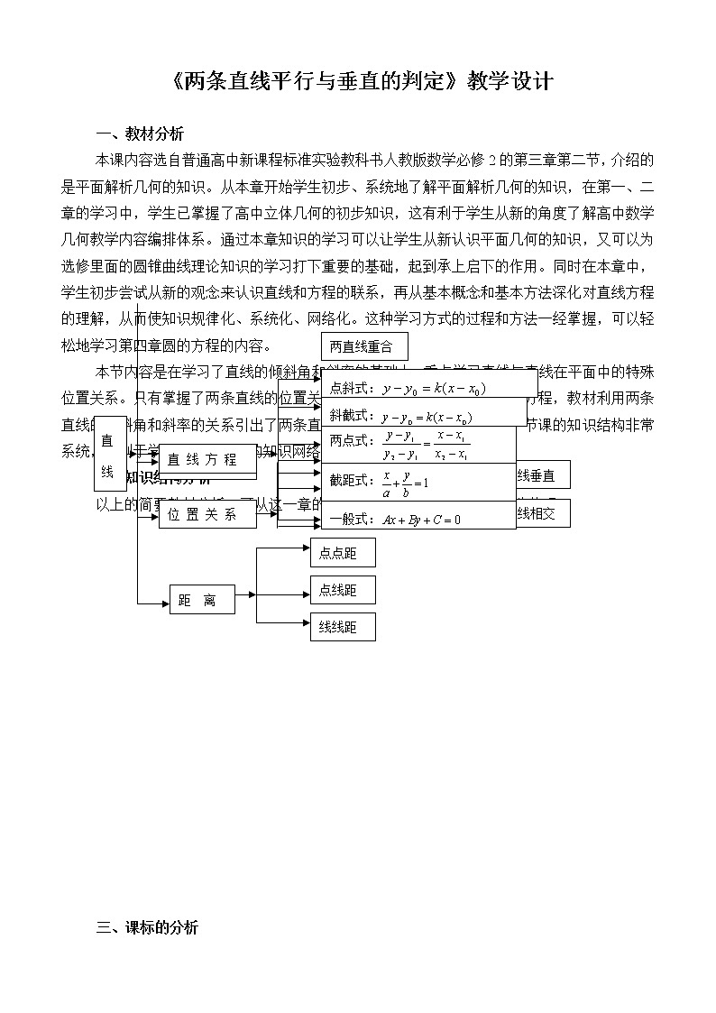高中数学必修2：3.1　两条直线平行与垂直的判定 教案3第1页
