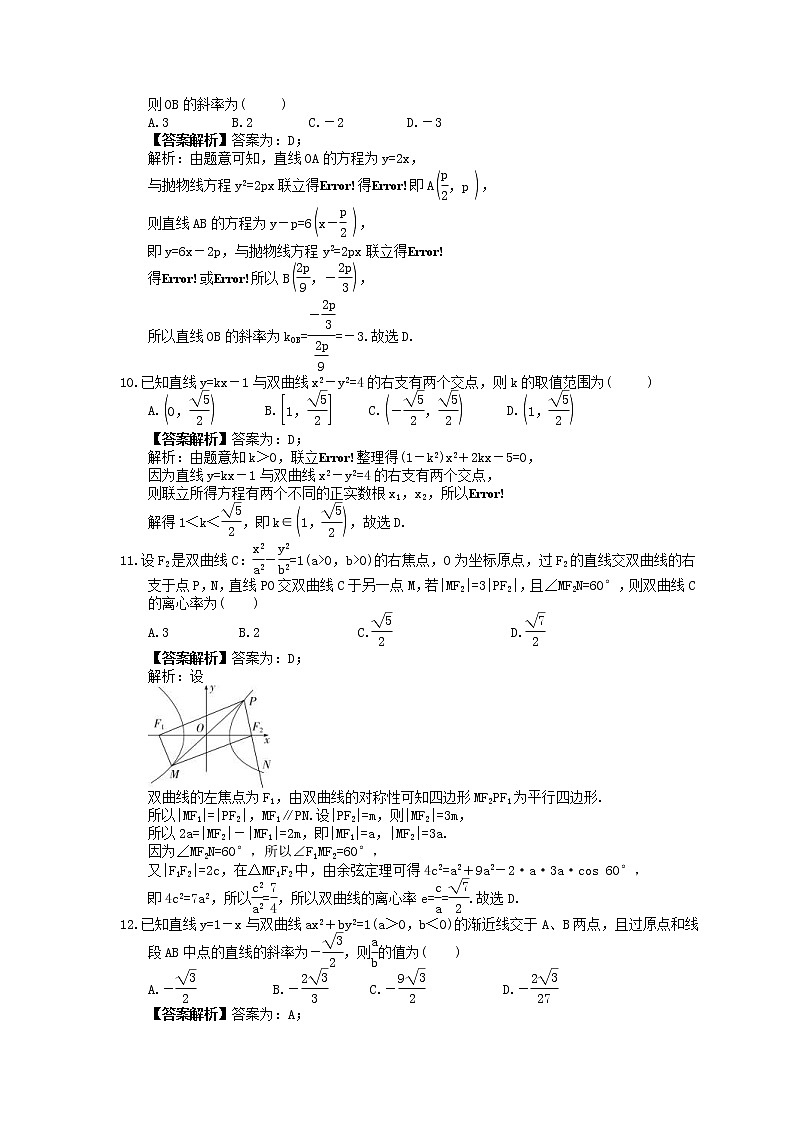 2022年(辅导班适用)高二数学寒假讲义09《圆锥曲线与直线的综合题》（教师版）03
