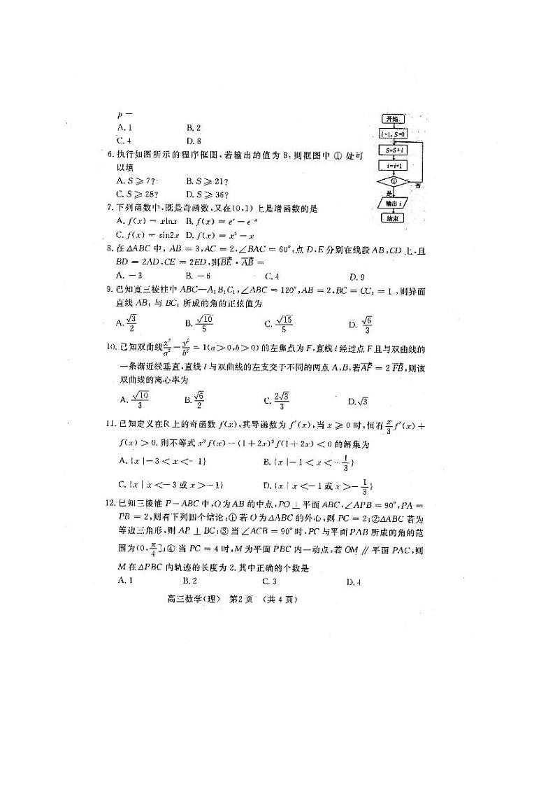 河南省洛阳市2019-2020学年高中三年级第二次统一考试理科数学试卷含答案02