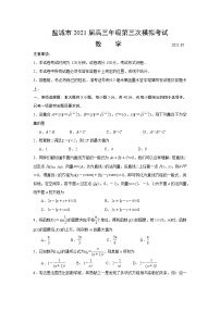 2021届江苏省盐城市高三下学期5月第三次模拟考试数学试题（解析版）