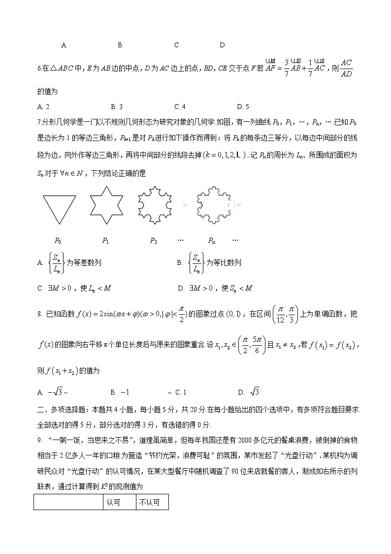 2021届福建省福州市高三下学期毕业班3月质量检测（一模）数学试题02