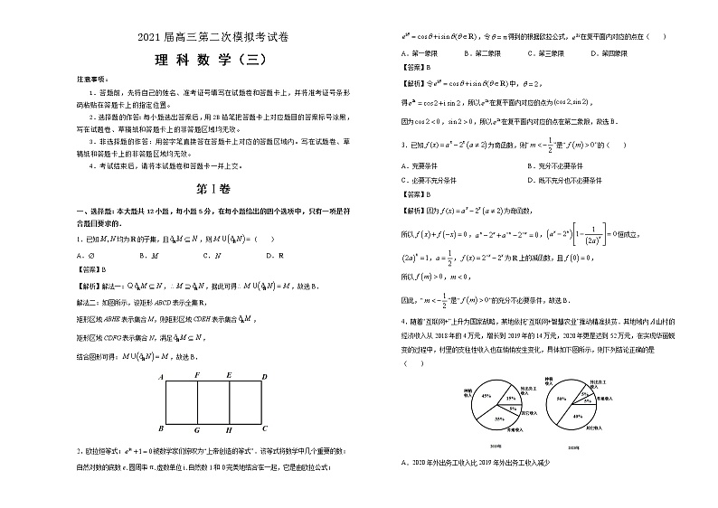 2021届高三第二次模拟考试卷 理科数学（三） 解析版第1页