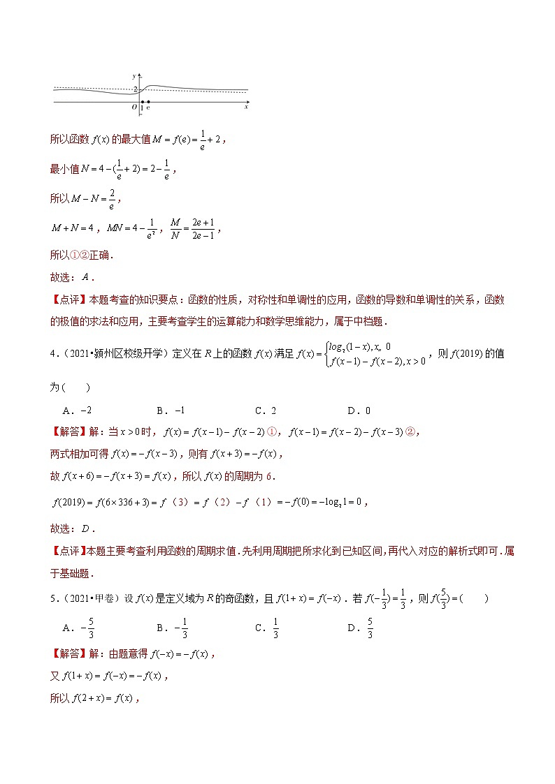 第3讲 函数的性质：奇偶性、单调性、周期性、对称性-2022年新高考数学二轮专题突破精练03