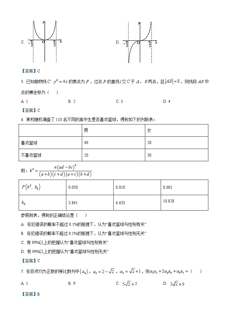 安徽省蚌埠市2020-2021学年高三上学期第二次教学质量检查理科数学试题02