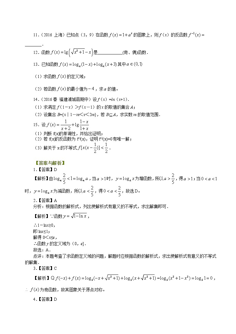 巩固练习_对数函数及其性质_基础02