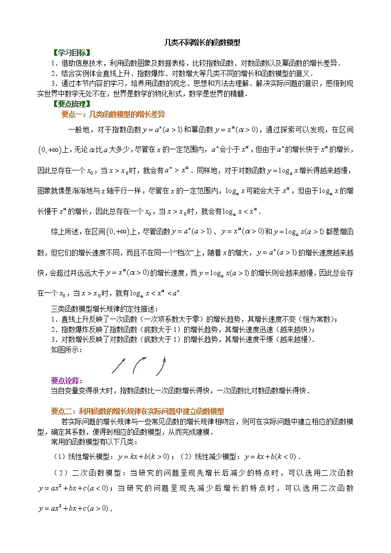 知识讲解_几类不同增长的函数模型_基础练习题第1页